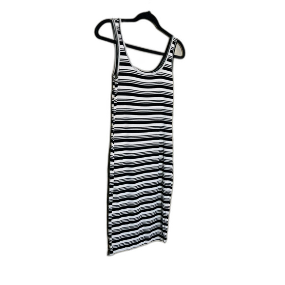 BCBGeneration Black White Stripe Stretch Knit Tank Midi Sundress Small - Picture 2 of 8
